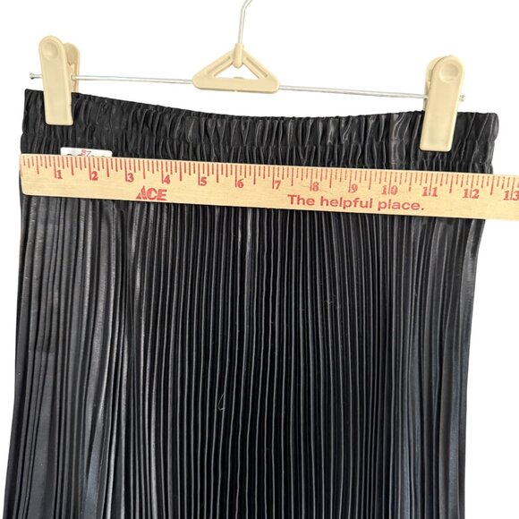 Harris Wallace Women's Pleated Skirt Size 6 Black Satin Elastic Waist Career - Picture 5 of 9